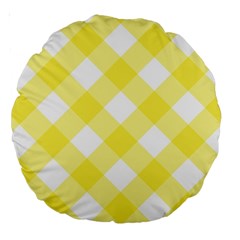 Plaid Chevron Yellow White Wave Large 18  Premium Round Cushions by Mariart