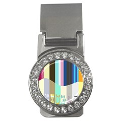 Rainbow Color Line Vertical Rose Bubble Note Carrot Money Clips (cz) 