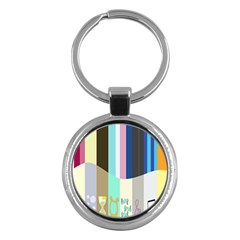 Rainbow Color Line Vertical Rose Bubble Note Carrot Key Chains (round)  by Mariart