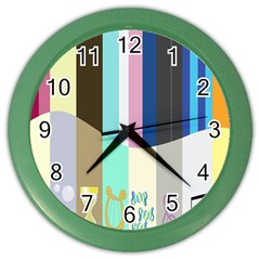 Rainbow Color Line Vertical Rose Bubble Note Carrot Color Wall Clocks by Mariart