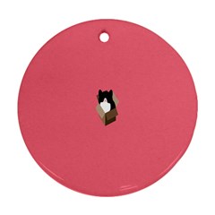 Minimalism Cat Pink Animals Round Ornament (two Sides) by Mariart