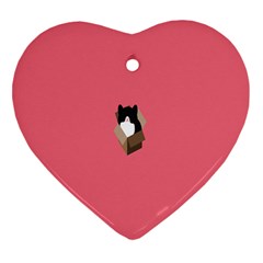 Minimalism Cat Pink Animals Heart Ornament (two Sides)