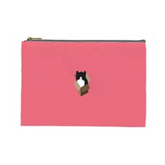 Minimalism Cat Pink Animals Cosmetic Bag (large) 