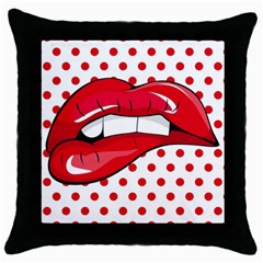 Sexy Lips Red Polka Dot Throw Pillow Case (Black)