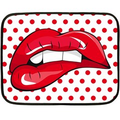 Sexy Lips Red Polka Dot Double Sided Fleece Blanket (Mini) 