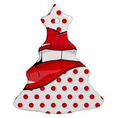 Sexy Lips Red Polka Dot Christmas Tree Ornament (Two Sides)