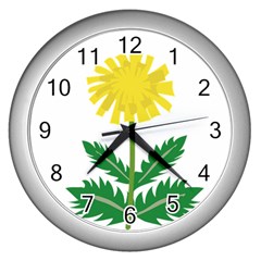 Sunflower Floral Flower Yellow Green Wall Clocks (silver) 