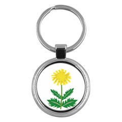 Sunflower Floral Flower Yellow Green Key Chains (round)  by Mariart