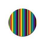 Multi Colored Colorful Bright Stripes Wallpaper Pattern Background Rubber Round Coaster (4 pack)  Front