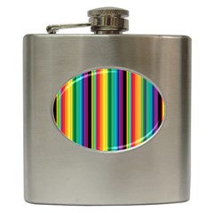 Multi Colored Colorful Bright Stripes Wallpaper Pattern Background Hip Flask (6 Oz) by Nexatart