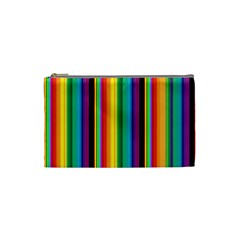 Multi Colored Colorful Bright Stripes Wallpaper Pattern Background Cosmetic Bag (small)  by Nexatart