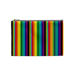 Multi Colored Colorful Bright Stripes Wallpaper Pattern Background Cosmetic Bag (medium) 