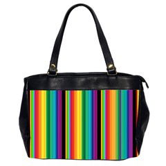 Multi Colored Colorful Bright Stripes Wallpaper Pattern Background Office Handbags (2 Sides)  by Nexatart