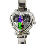 Repeated Tapestry Pattern Heart Italian Charm Watch Front