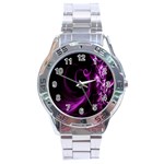 Purple Flower Floral Stainless Steel Analogue Watch Front