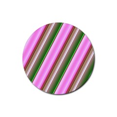 Pink And Green Abstract Pattern Background Rubber Coaster (round)  by Nexatart