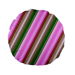 Pink And Green Abstract Pattern Background Standard 15  Premium Round Cushions by Nexatart