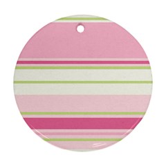 Turquoise Blue Damask Line Green Pink Red White Ornament (round)