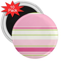Turquoise Blue Damask Line Green Pink Red White 3  Magnets (10 Pack) 