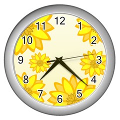 Sunflowers Flower Floral Yellow Wall Clocks (silver)  by Mariart