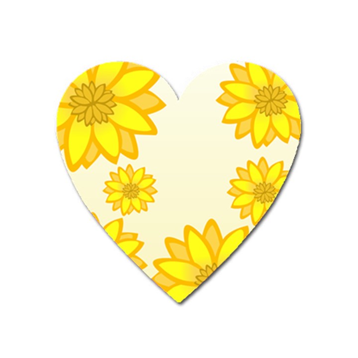 Sunflowers Flower Floral Yellow Heart Magnet