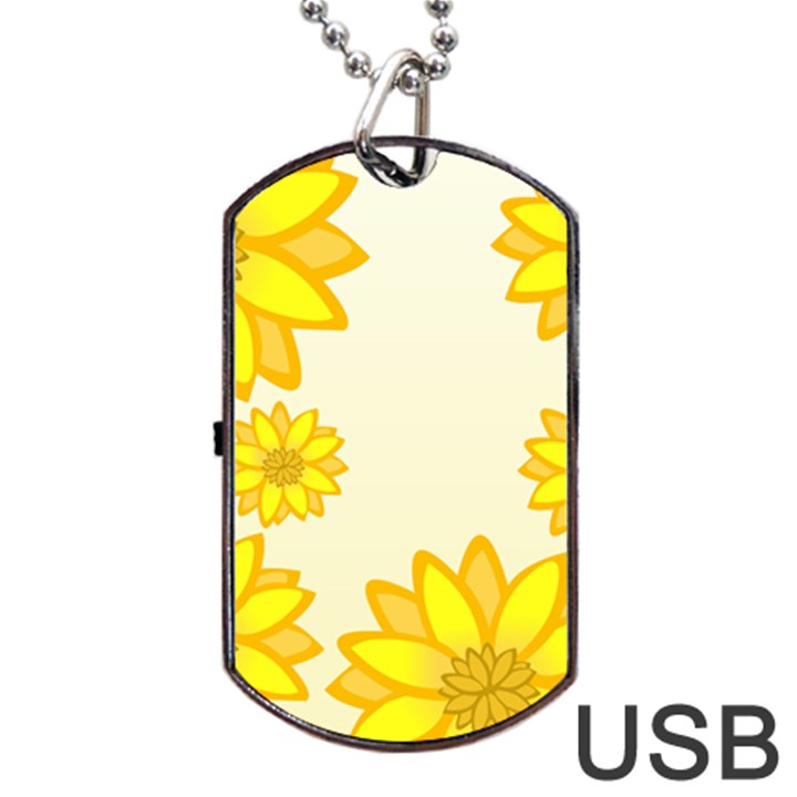 Sunflowers Flower Floral Yellow Dog Tag USB Flash (Two Sides)