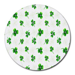 Leaf Green White Round Mousepads