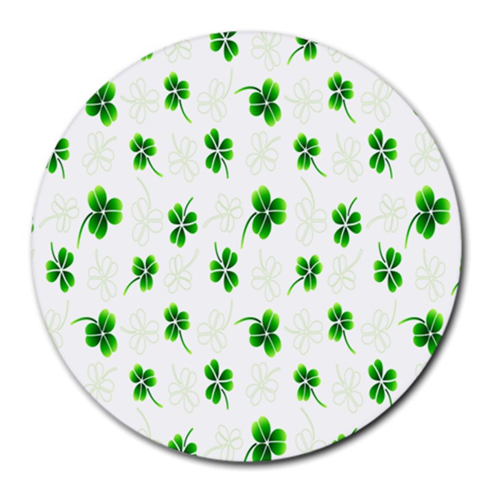 Leaf Green White Round Mousepads