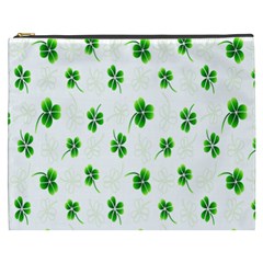 Leaf Green White Cosmetic Bag (xxxl)  by Mariart