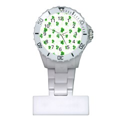 Leaf Green White Plastic Nurses Watch