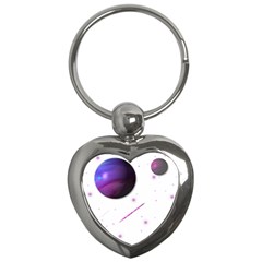 Space Transparent Purple Moon Star Key Chains (heart)  by Mariart