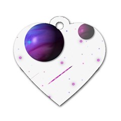Space Transparent Purple Moon Star Dog Tag Heart (one Side)