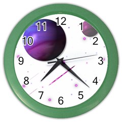 Space Transparent Purple Moon Star Color Wall Clocks