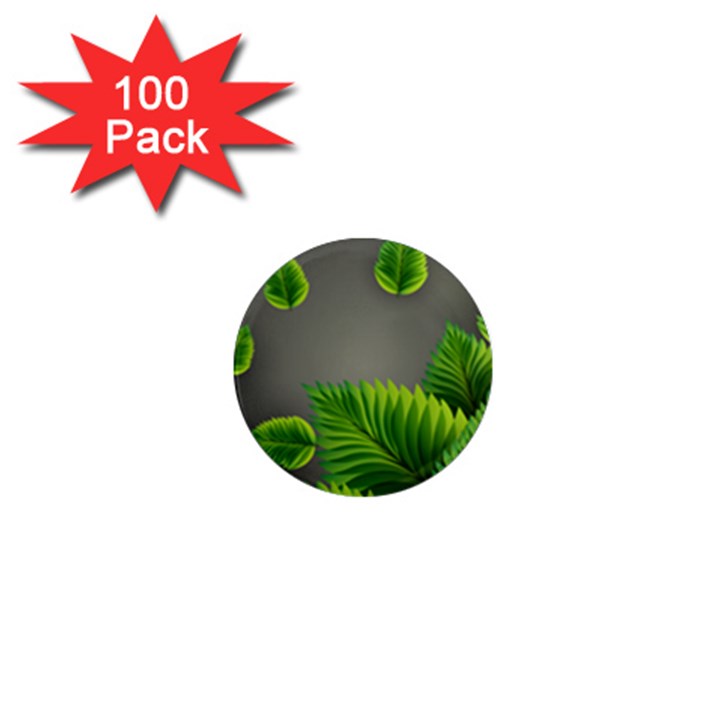 Leaf Green Grey 1  Mini Magnets (100 pack) 