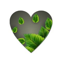 Leaf Green Grey Heart Magnet by Mariart