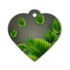 Leaf Green Grey Dog Tag Heart (one Side)