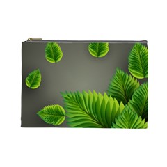 Leaf Green Grey Cosmetic Bag (large) 