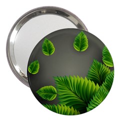 Leaf Green Grey 3  Handbag Mirrors