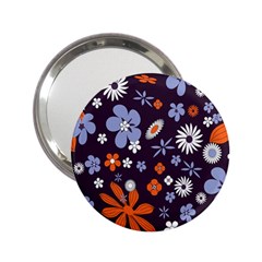 Bright Colorful Busy Large Retro Floral Flowers Pattern Wallpaper Background 2.25  Handbag Mirrors