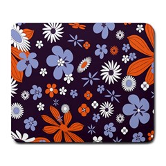 Bright Colorful Busy Large Retro Floral Flowers Pattern Wallpaper Background Large Mousepads