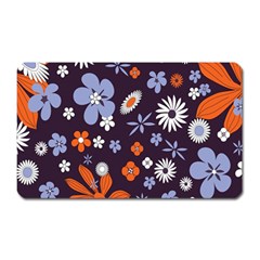 Bright Colorful Busy Large Retro Floral Flowers Pattern Wallpaper Background Magnet (Rectangular)