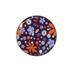 Bright Colorful Busy Large Retro Floral Flowers Pattern Wallpaper Background Hat Clip Ball Marker