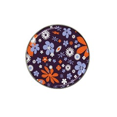 Bright Colorful Busy Large Retro Floral Flowers Pattern Wallpaper Background Hat Clip Ball Marker (10 pack)