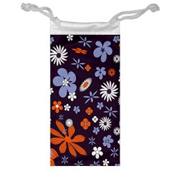 Bright Colorful Busy Large Retro Floral Flowers Pattern Wallpaper Background Jewelry Bag