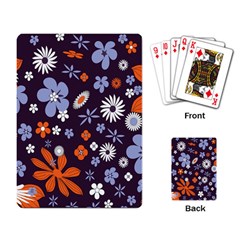 Bright Colorful Busy Large Retro Floral Flowers Pattern Wallpaper Background Playing Card
