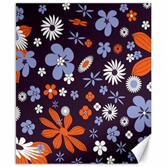 Bright Colorful Busy Large Retro Floral Flowers Pattern Wallpaper Background Canvas 8  X 10 