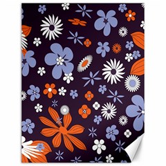 Bright Colorful Busy Large Retro Floral Flowers Pattern Wallpaper Background Canvas 12  x 16  
