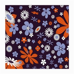 Bright Colorful Busy Large Retro Floral Flowers Pattern Wallpaper Background Medium Glasses Cloth (2-Side)