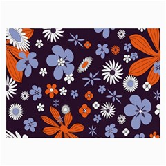 Bright Colorful Busy Large Retro Floral Flowers Pattern Wallpaper Background Large Glasses Cloth