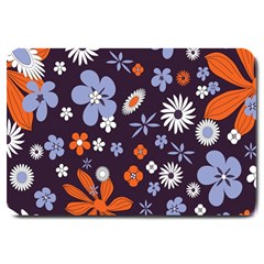 Bright Colorful Busy Large Retro Floral Flowers Pattern Wallpaper Background Large Doormat 